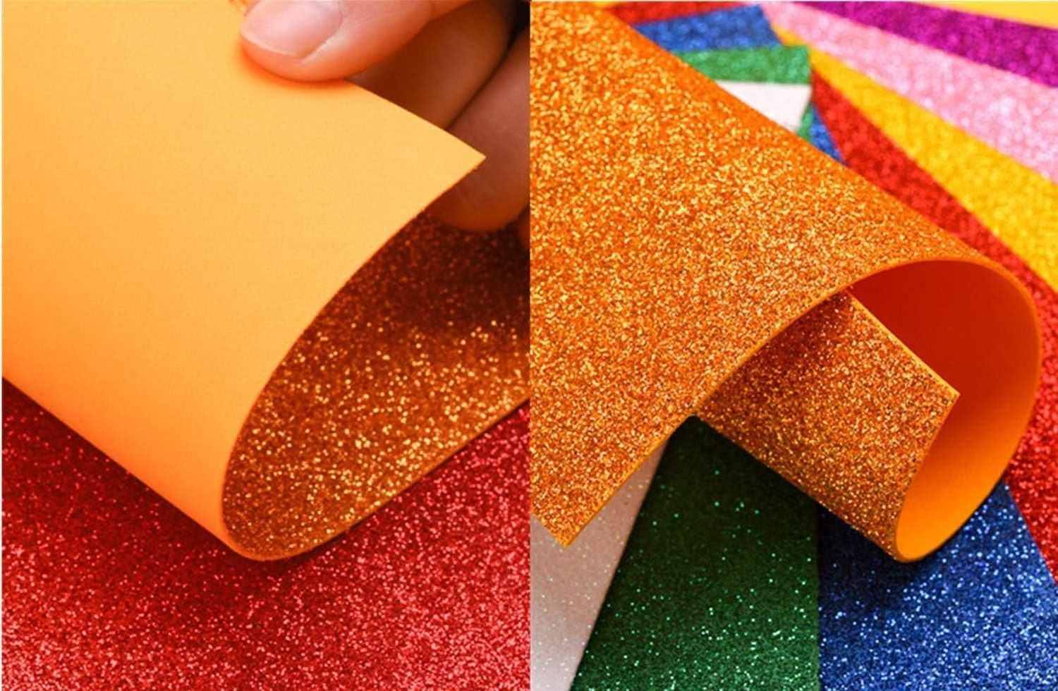 Glitter Foam EVA Rolled Mats Sheets for Crafts A4 Cardstock Sparkles Self Adhesive Sticky Paper for Christmas