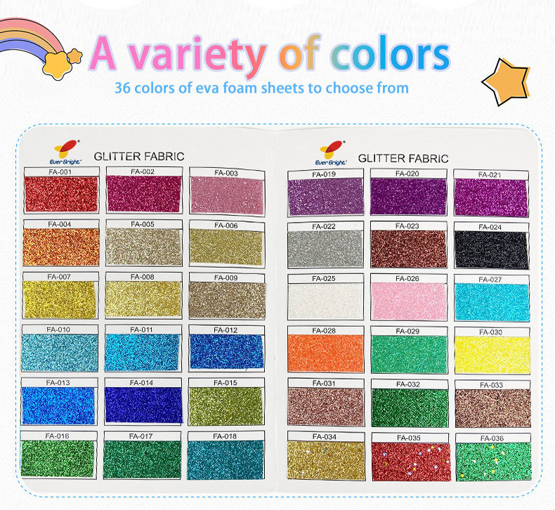 Wholesales Eco-friendly Goma EVA foam sheet 2mm Color EVA Glitter foami EVA Foam sheet for craft