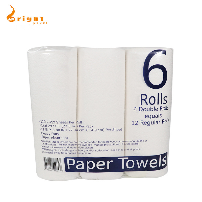 China Supplier Hand Paper Towel Rolls Thicker Non-Woven Cleaning  White Hardwound Kitchen Tissue Paper