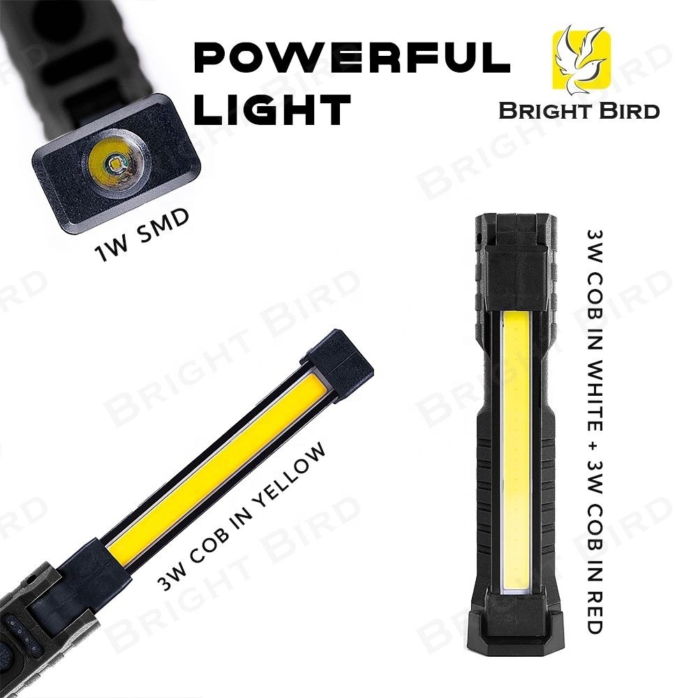 Bright Bird Portable Car Inspection Light Outdoor Foldable Emergency Lighting Cob Led Work Light Rechargeable