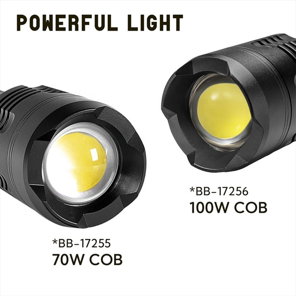 Powerful High Power 100w Cob Led Flashlight  Waterproof Portable Rechargeable Torch Flashlights High Lumens 100000