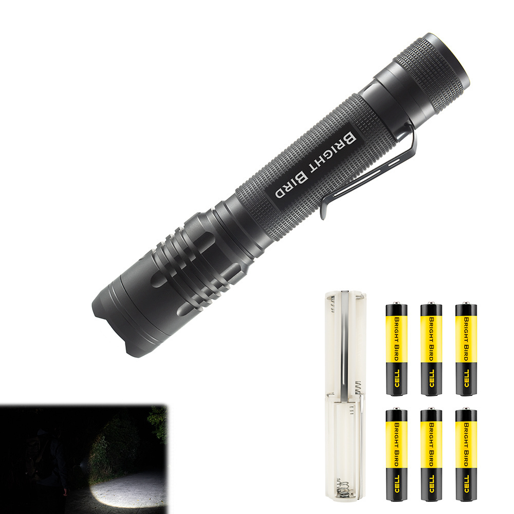 Bright Bird Custom Long Range Powerful Aaa Battery-Powered Portable Outdoor Waterproof Led Flashlight Torch Light Led Flashlight