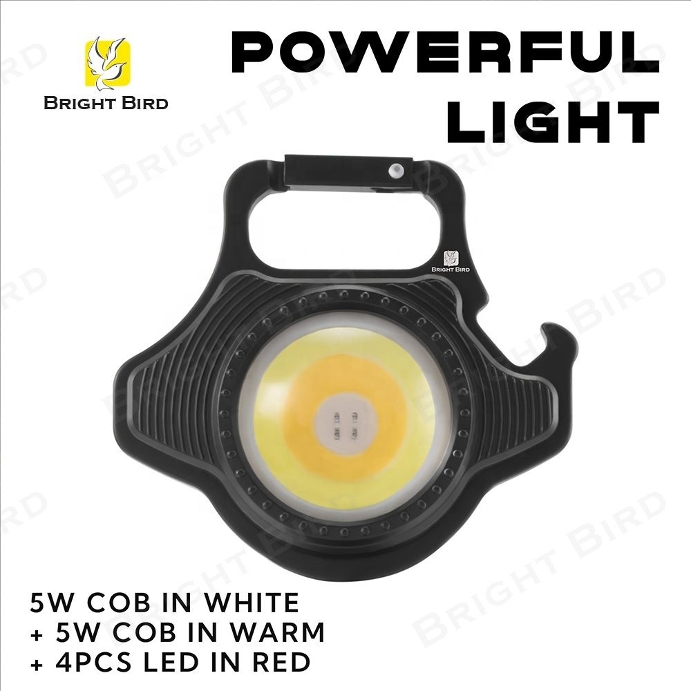 Bright Bird Portable Usb Rechargeable Cob Mini Work Light Pocket Flashlights 5 Light Modes Bright Keychain Light For Camping