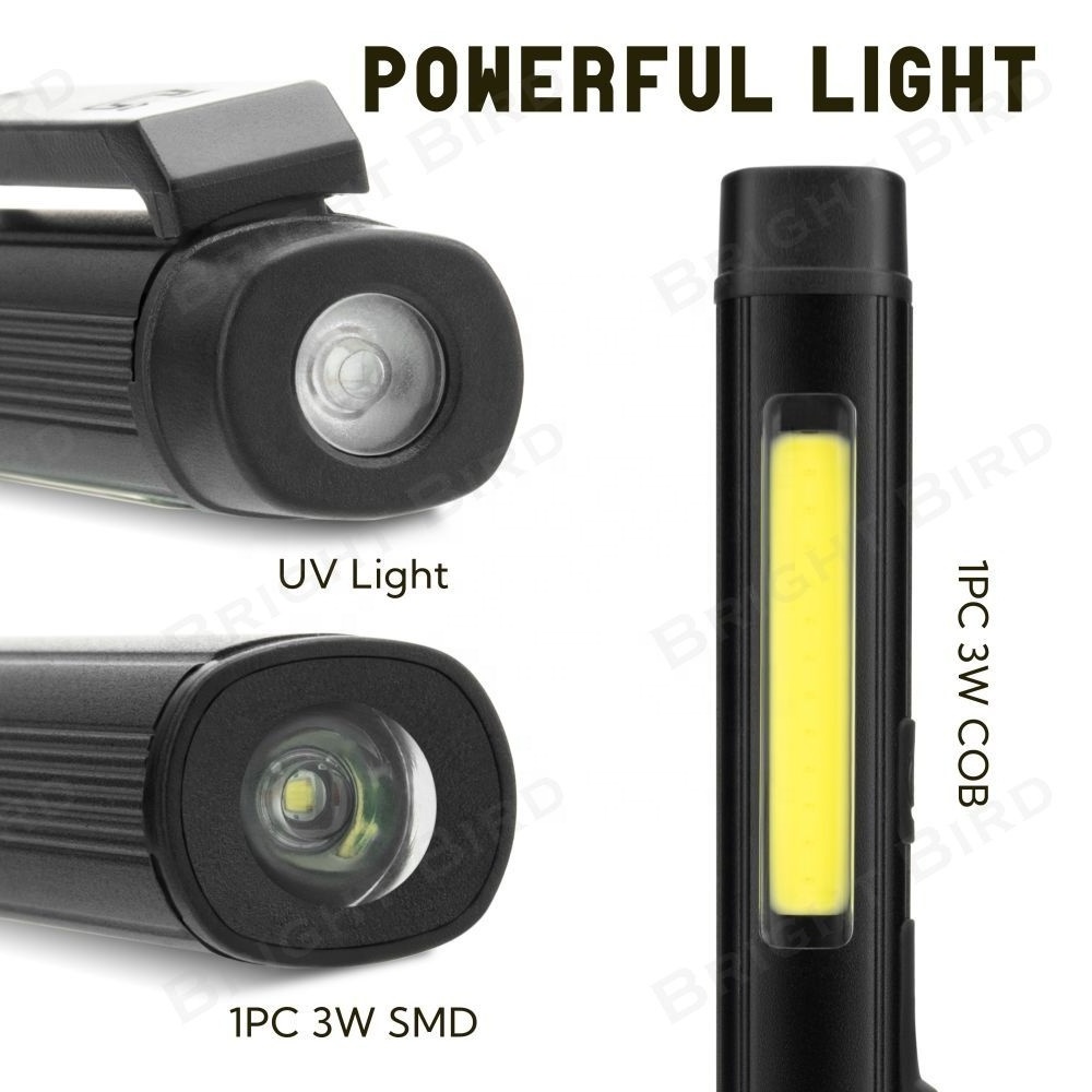 Outdoor Multifunctional Led Uv Flashlight Waterproof Portable Rechargeable Torch Flashlight Magnetic With Pen Clip