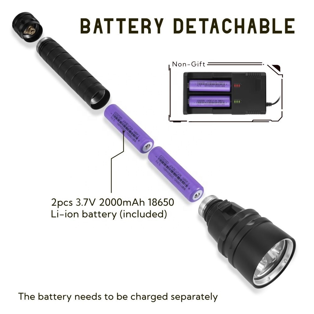 Bright Bird Factory Wholesale 800 Lumens Outdoor Camping Portable Torch  Waterproof Rechargeable Led Diving Flashlight