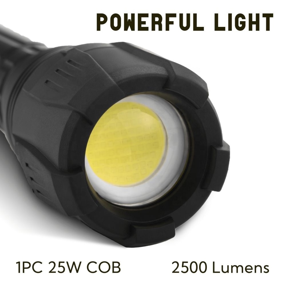 25w 2500 Lumen Flashlight High Power Led Torch Super Bright Light Outdoor Waterproof Zoom Rechargeable Flashlight