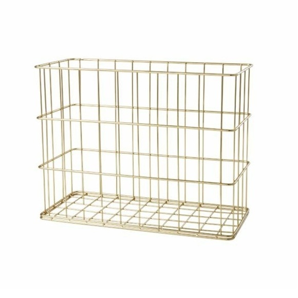 High Quality Stainless Steel Golden Tall Wire Baskets Metal Wire Storage Basket Customized Size Bulk Quantity For Home Storage