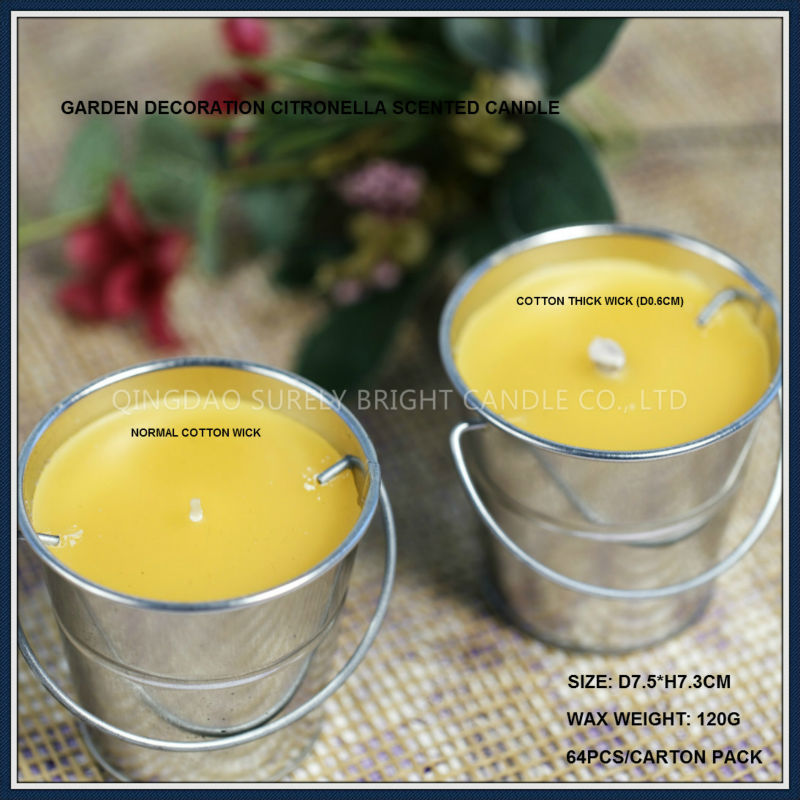 Travel favor metal bucket with thick wick outdoor citronella candles