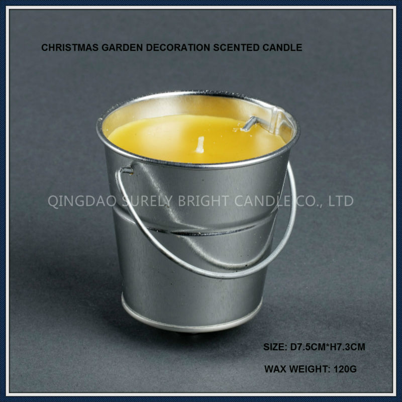 Travel favor metal bucket with thick wick outdoor citronella candles