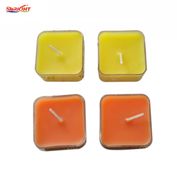 Square Shape  in Plastic Cup  White Tealight Candles