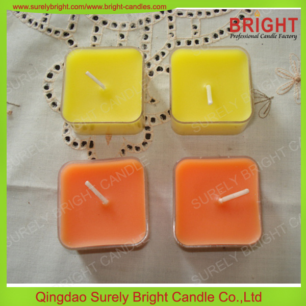 Square Shape  in Plastic Cup  White Tealight Candles