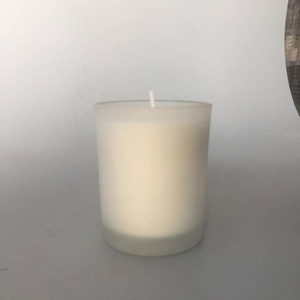 White Plain Frosted Glass Jars Candle With Wood Lid