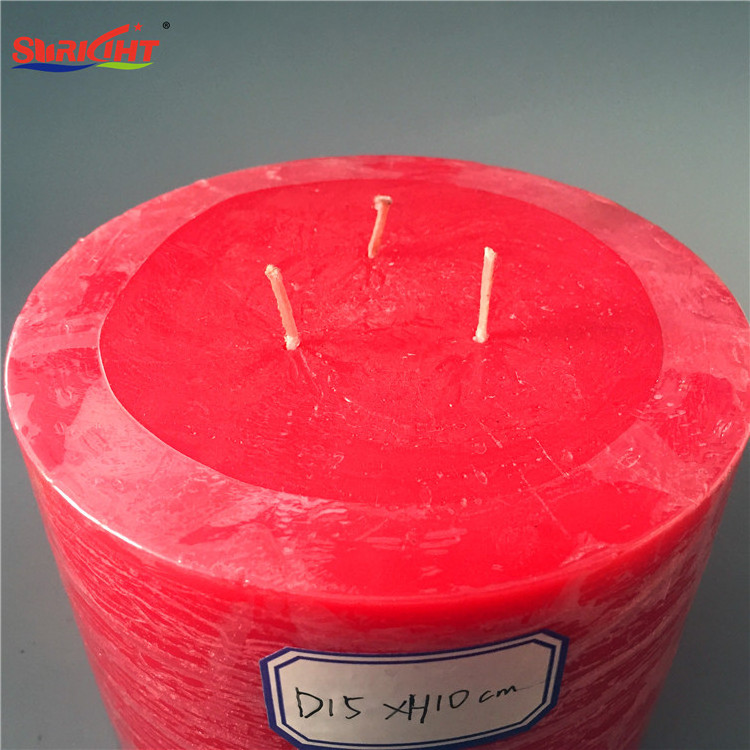 Red 3 Wick Big Giant Aroma Pillar Candles