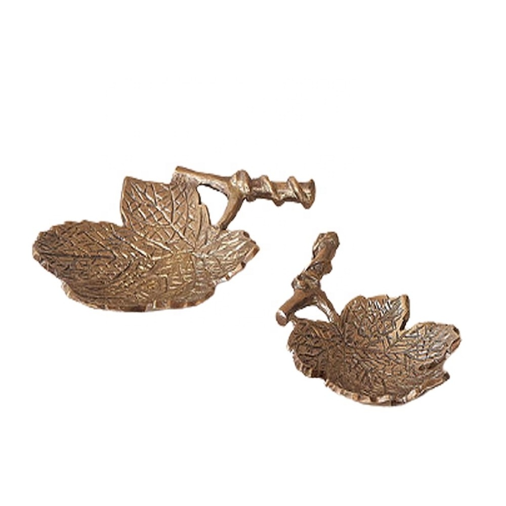 Copper Platted Aluminum Embossed Metal Decorative leaf bowl Aluminum Metal Leaf Rose Gold metal leaf decor