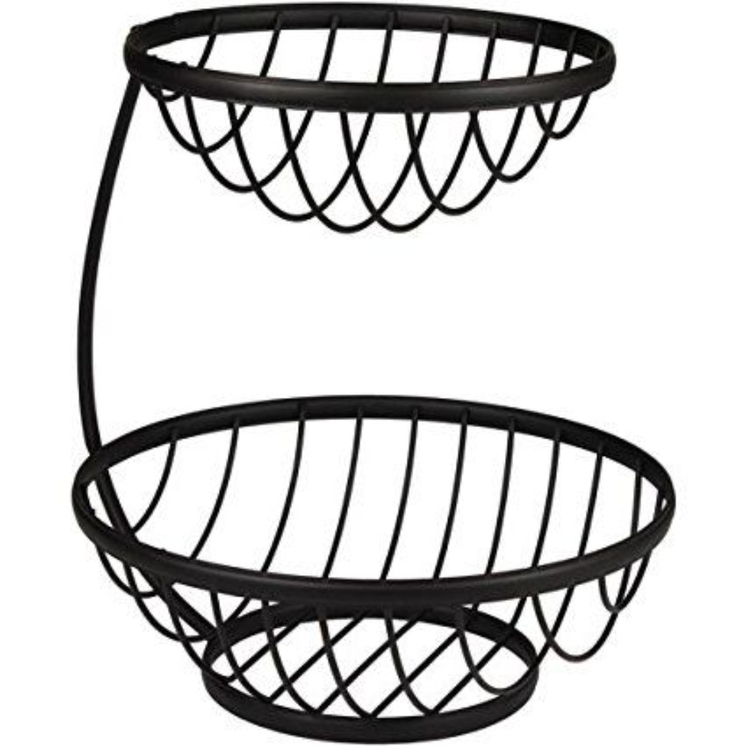 Modern Style 2 Tier Wire Basket at Low Price kitchen Decorative Metal Wire Fruits and Vegetables Storage Basket for Hotel Lobby