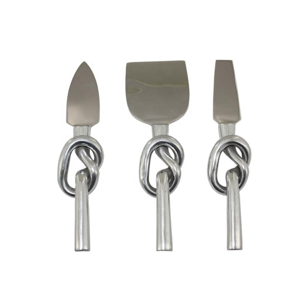 Silver Plated Big Knot Handle Cheese Set cheese cutter knife server set handle for cake cheese pizza cutter with gift