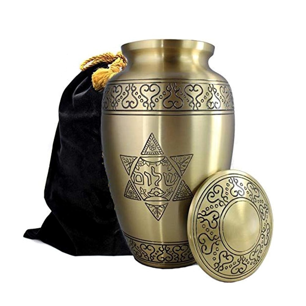 Funeral Supplies Metal Casket tall garden Brass Cremation Urn with Engraved Dolphin antique brass urn cheap cremation urns