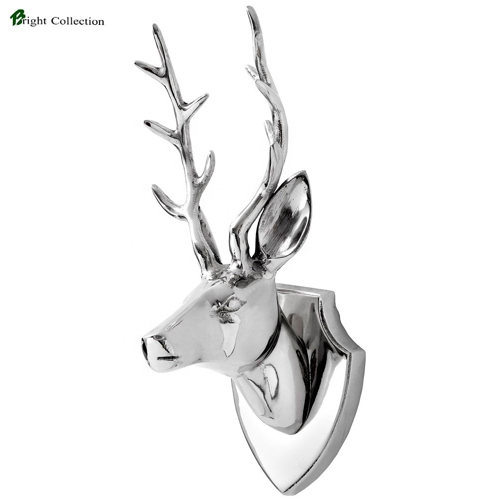 Silver Decorative wall hooks handmade deer head wall Hooks Christmas decoration wrought iron For wall