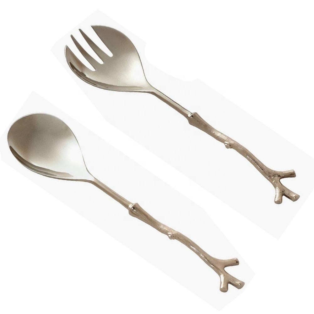 Stainless Steel Turn Handle Salad Serving Sets salad Soup Rice serving spoon and fork Chinese soup spoon sets