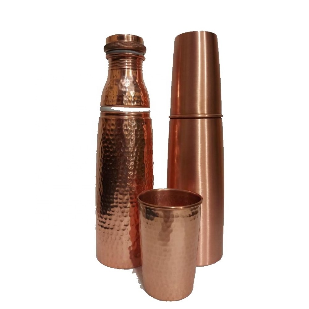 Natural Copper Water Bottle with Black Print hot water bottle Indian copper water pot sibling named bottle