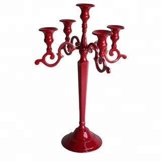 wrought iron hanging candelabra Red Powder Coated Vintage candle candelabra wrought iron wedding candelabra