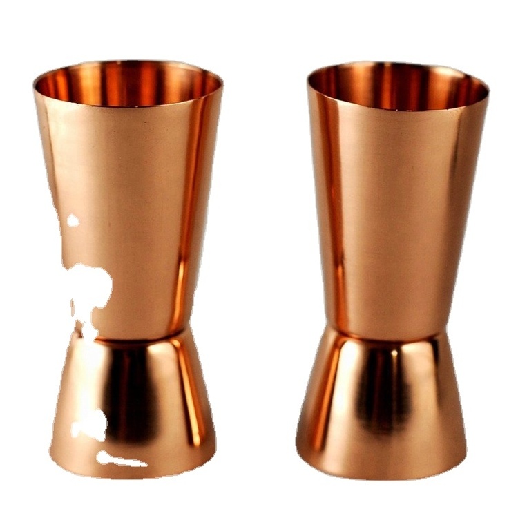 Promotion Fancy Cocktail Shaker mixed Set Stainless Steel Copper Plating Cocktail Double Jigger wine jigger measuring cup