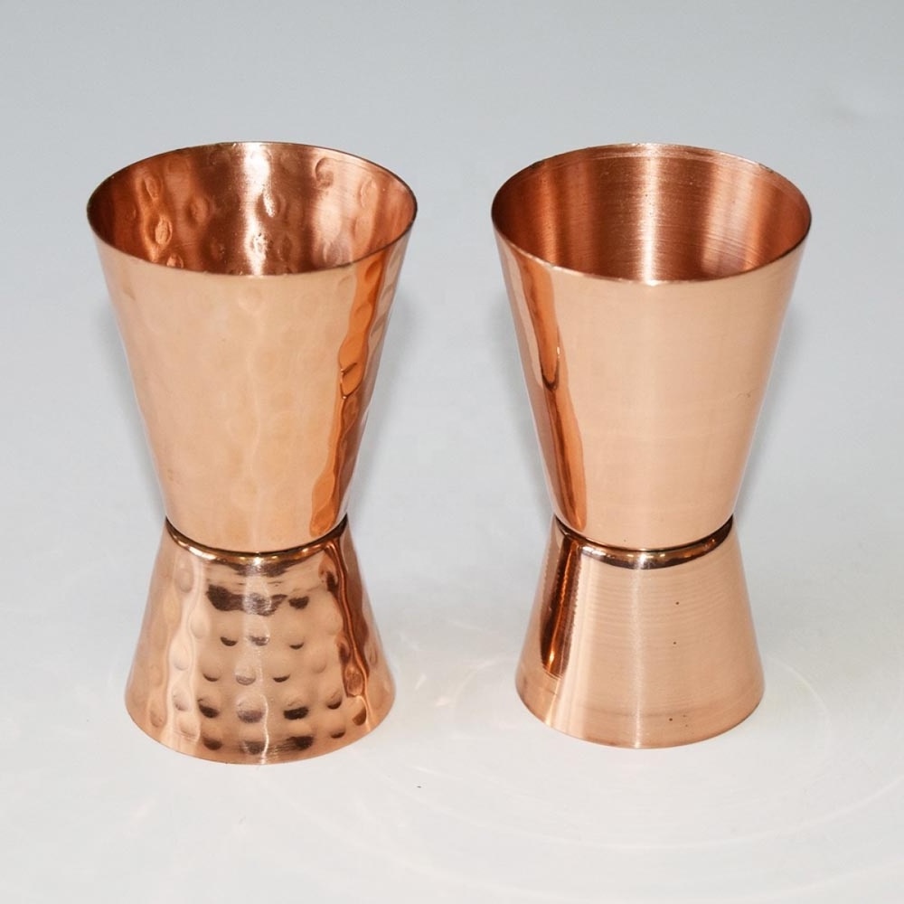 Promotion Fancy Cocktail Shaker mixed Set Stainless Steel Copper Plating Cocktail Double Jigger wine jigger measuring cup