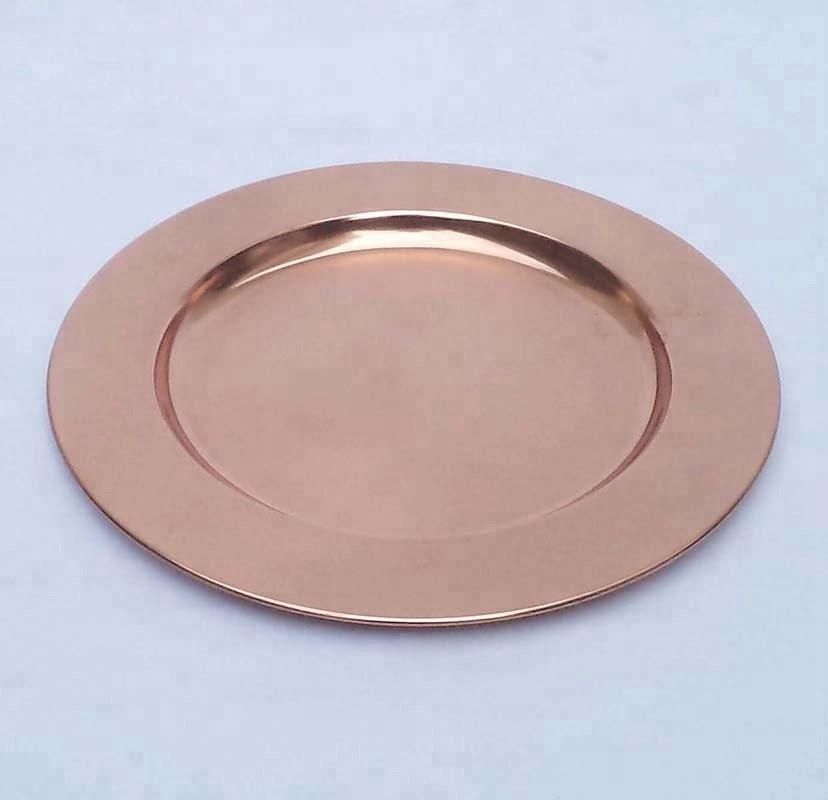 Wholesale Stainless Steel Chargers Gold Storage Round Tray Serving Dishes Plates For Wedding Decorative