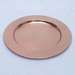 Wholesale Stainless Steel Chargers Gold Storage Round Tray Serving Dishes Plates For Wedding Decorative