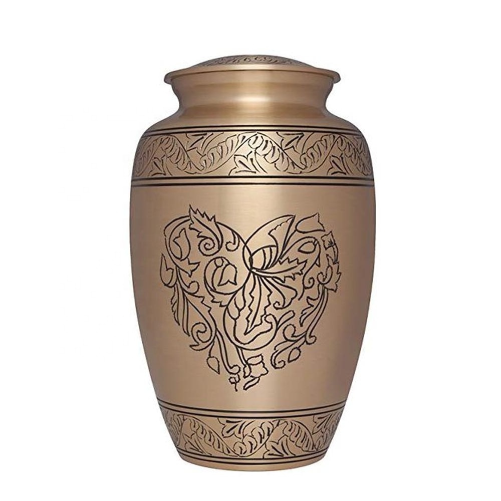 tall garden unique wholesale pet urns Solid Brass Urn with Hand Cut Black and Gold Design  urns for human ashes