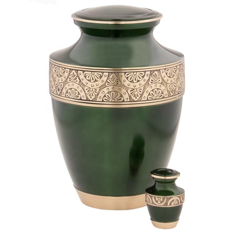 Wholesale Funeral Wooden Casket Pet Urns Brushed Cremation Urns For Adult with Gold Embossed and Lid urns for cremation