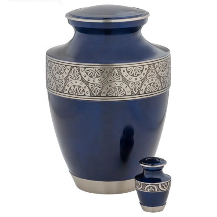 Wholesale Funeral Wooden Casket Pet Urns Brushed Cremation Urns For Adult with Gold Embossed and Lid urns for cremation