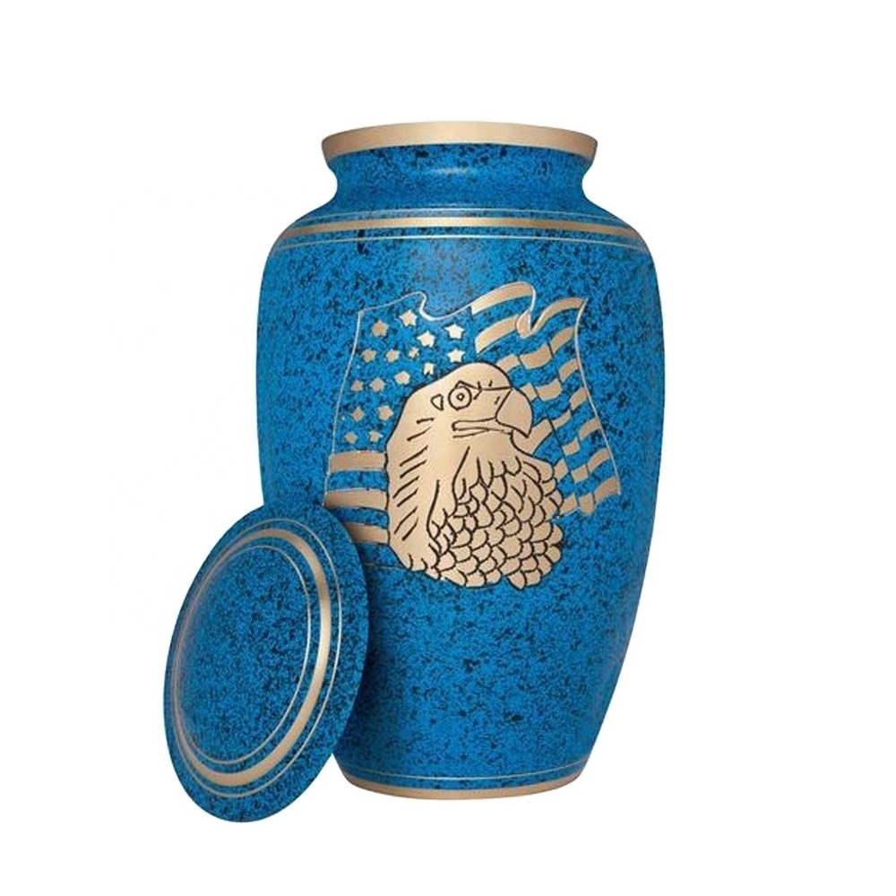 Brass cremation urns Blue Patina American Pride Adult Cremation cheap cremation urns Outdoor Welcome Flower Pots Big  Urn