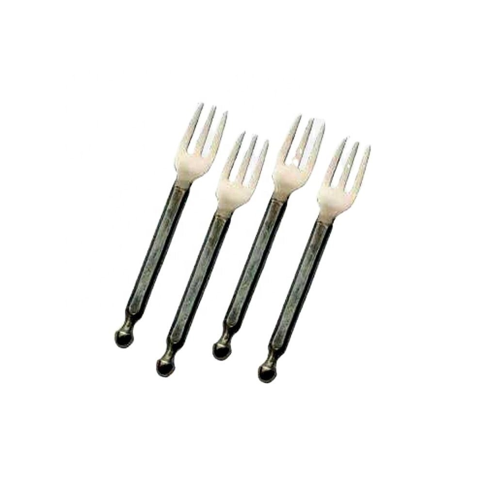 Handmade Square Round Edge Handle Cheese Fork long handle dinner fork Stainless steel Hammered Handle dinner set