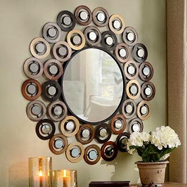 Arts and Crafts Supplies metal flower wall mirror for decoration infinity wall mirror cheap frame less mirror