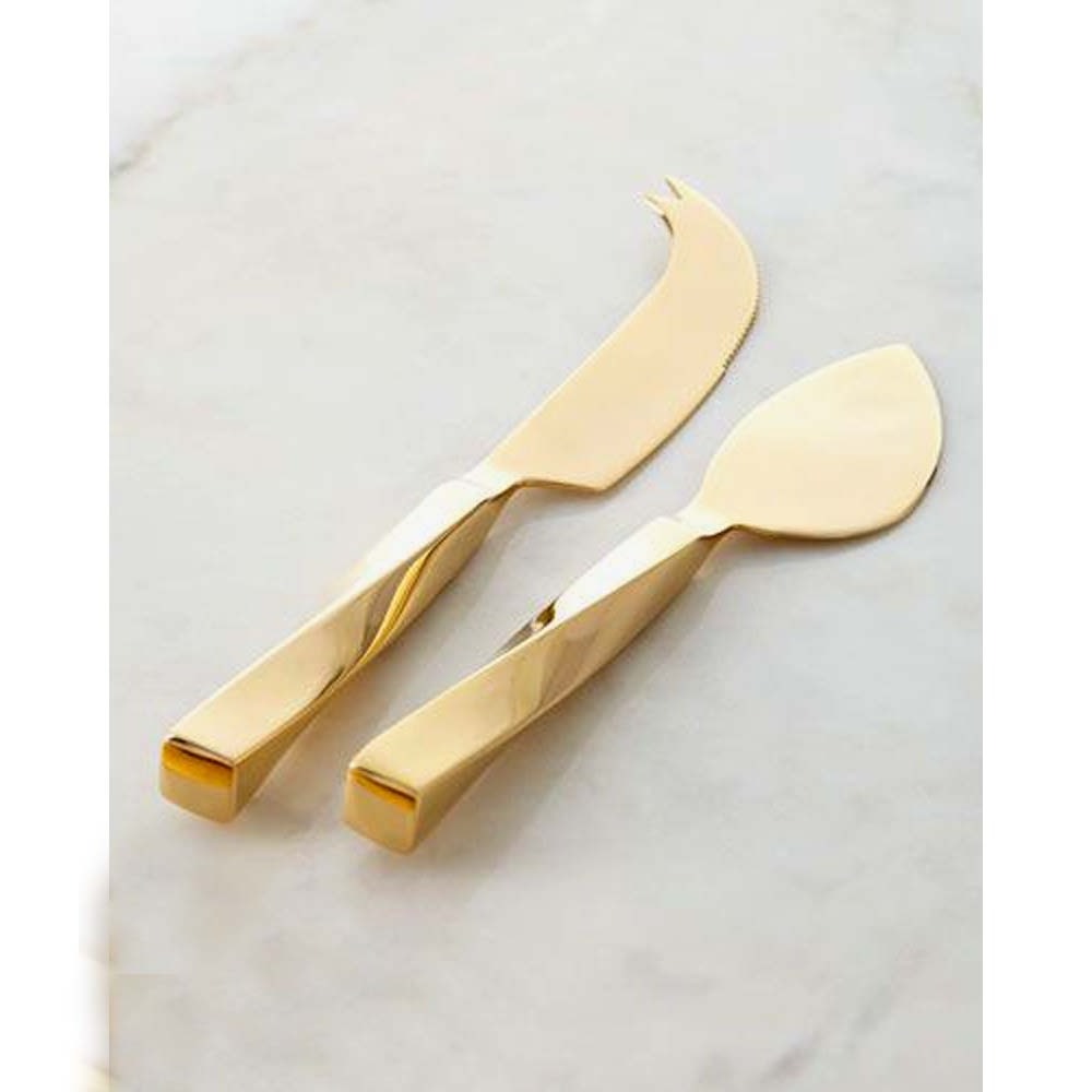 Wholesale Good quality stainless steel Gold Plated Matt cheese Slicer set With New Amazing Metal Flat Gold outline  handle