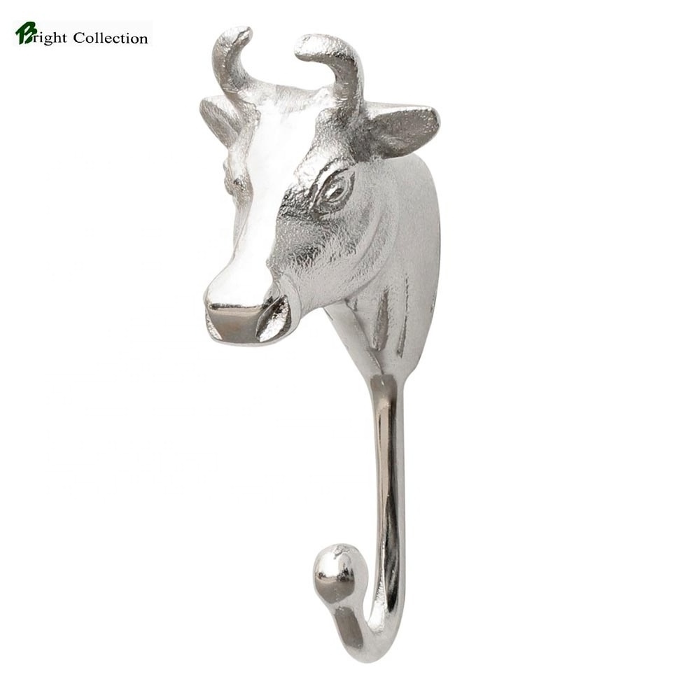 Silver Decorative wall hooks handmade deer head wall Hooks Christmas decoration wrought iron For wall