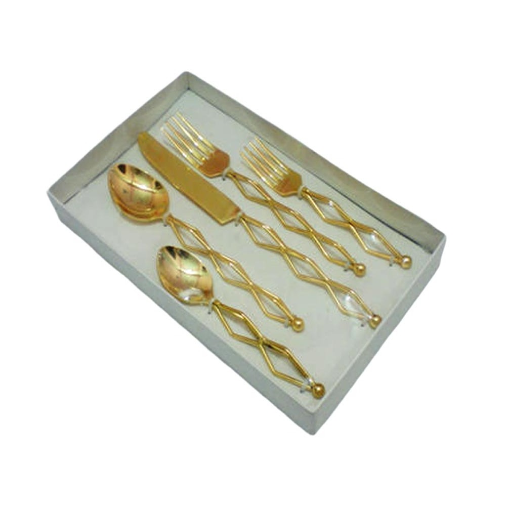 Handcrafted Wholesale Cheapest Price Modern Indian Supplies Cutlery Gold Finishing Lunch Dinner Tools Set for Commercial Place