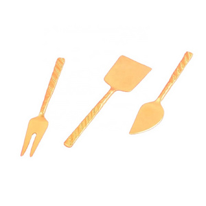 Unique Cute cheese knives sets Stainless Steel Small Holes lines Handle cute cheese knives and Spreader Cheese Sets