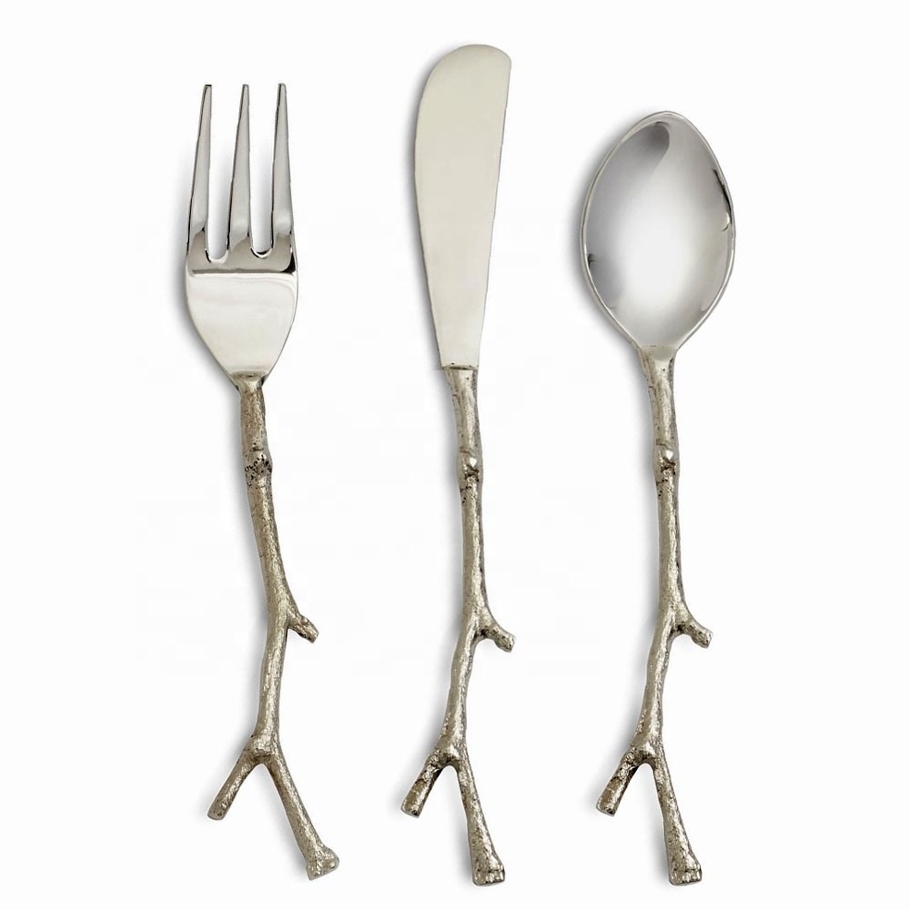 Brass Twig Handle Baby Cutlery Set wedding bulk gold flatware wholesale restaurant wedding gold flatware