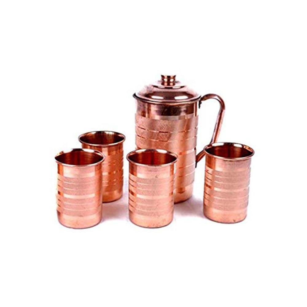 Copper Glass and Jug Set Embossed drinking water copper drinking glass hand painted penguin wine glass set