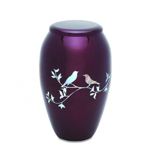 Human Ashes Storage Memorial decoration elegant beauty Japanese style ash box urn Purple Birds Design Adult Cremation Urn