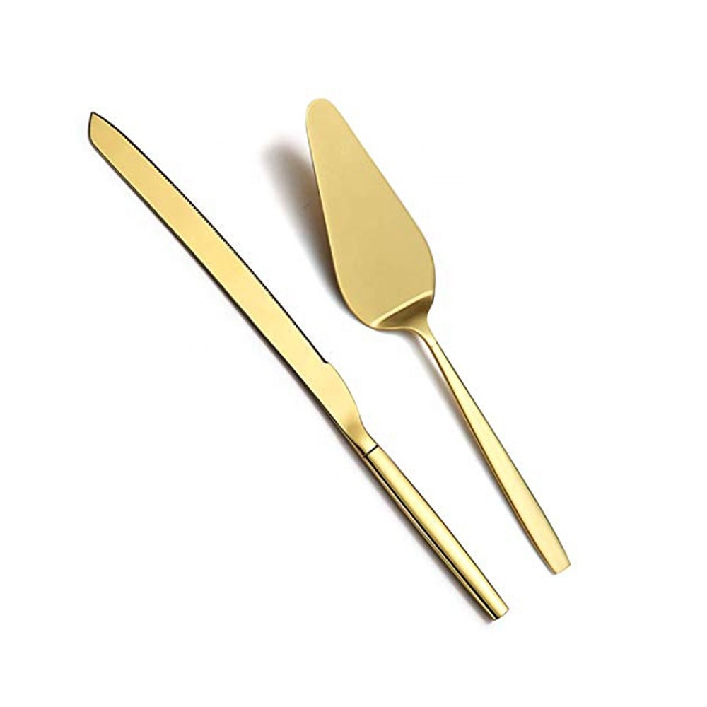 Gold Cake Pie Pastry Servers Cake Knife and Server Sets Stainless Steel Cake Cutting Sets For Parties and Events