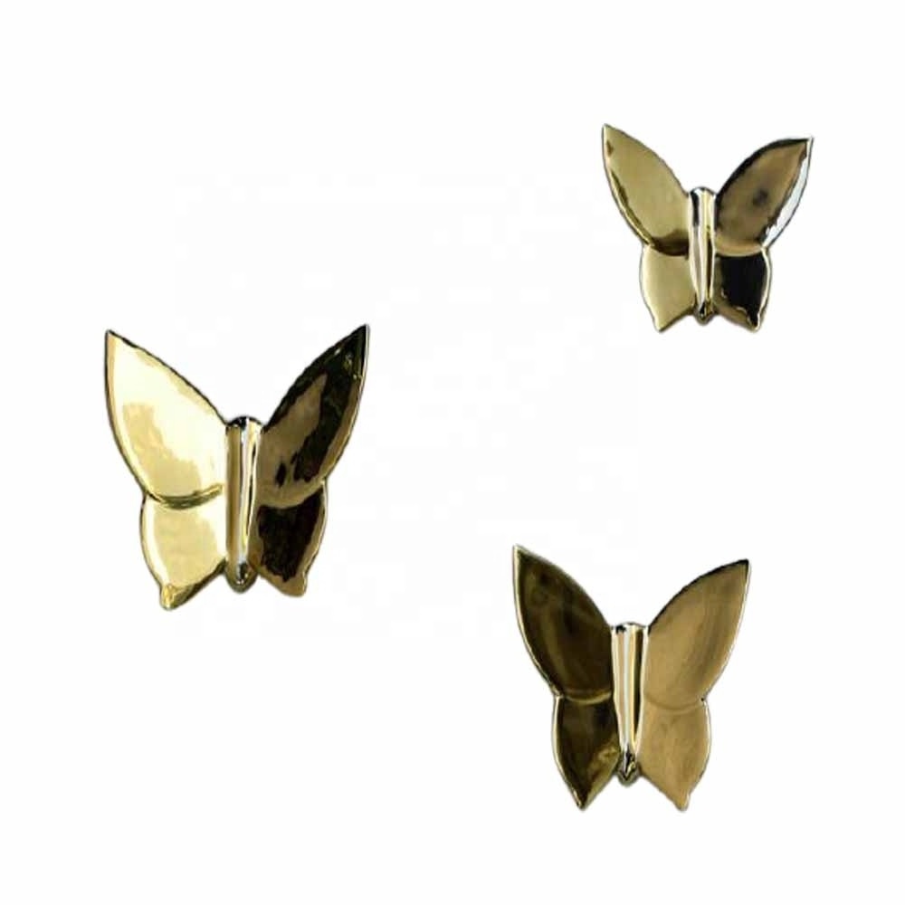 Restaurant wall art decoration Metal wall art decor Iron Three Dimensional Metal Golden Butterfly Wall Art decoration Design