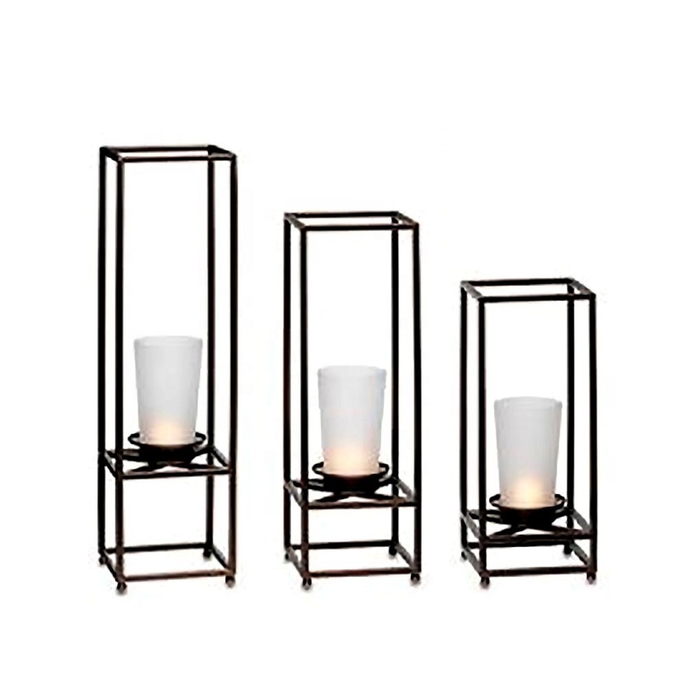 wrought iron candle holders Iron Candle Pillar Holder Set