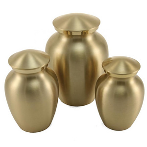 Wholesale Funeral Wooden Casket Pet Urns Brushed Cremation Urns For Adult with Gold Embossed and Lid urns for cremation