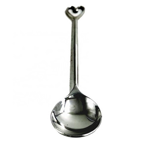 Stainless Steel cream Color Handmade  Heart End Handle Serving Spoon long handle novelty measuring serving spoon