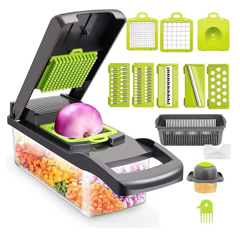 16 in 1 Hand Multifunctional Veggie Onion Cutter Mandoline Fruits Slicer Potato Peeler Manual Vegetable Chopper