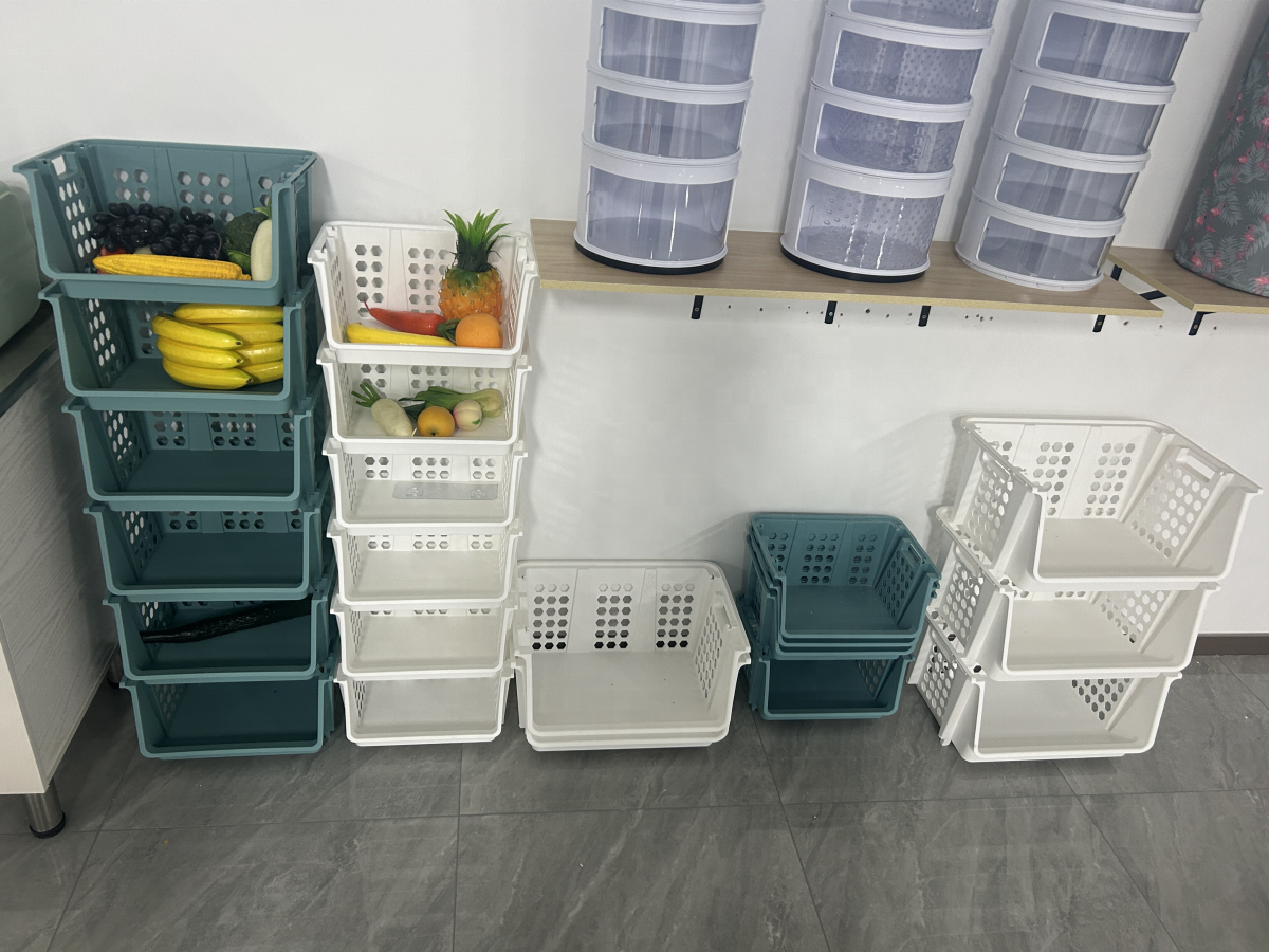 Wide Stackable Plastic Food Book Kitchen Storage Organizer Bin Basket with Open Front Large Multi-Functional Containers Shelves