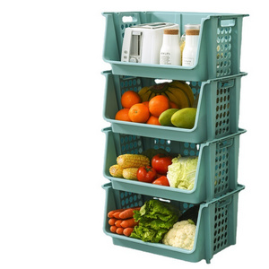 Wide Stackable Plastic Food Book Kitchen Storage Organizer Bin Basket with Open Front Large Multi-Functional Containers Shelves